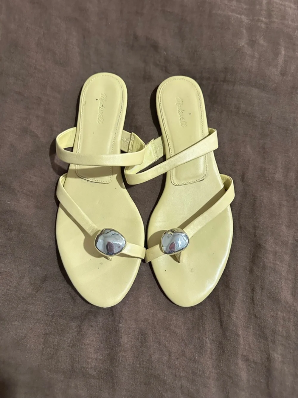 Madewell Yellow Strappy Toe-Ring Sandals with Silver Accent - Women